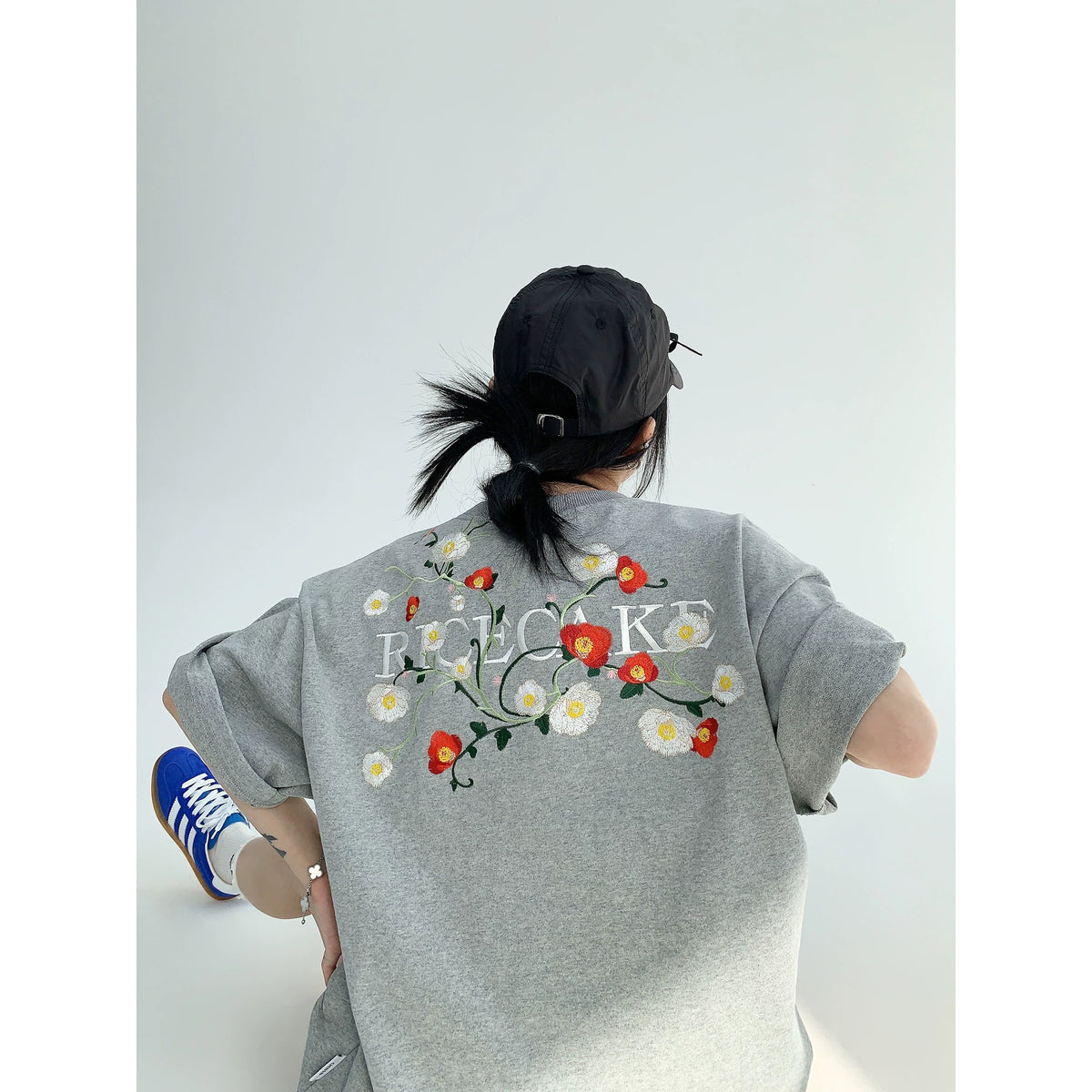 Oversized Flower Print Short Sleeve T-Shirt