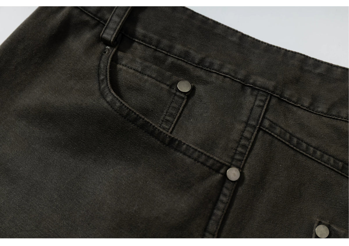 Wrinkle Washed Flare Suede Pants