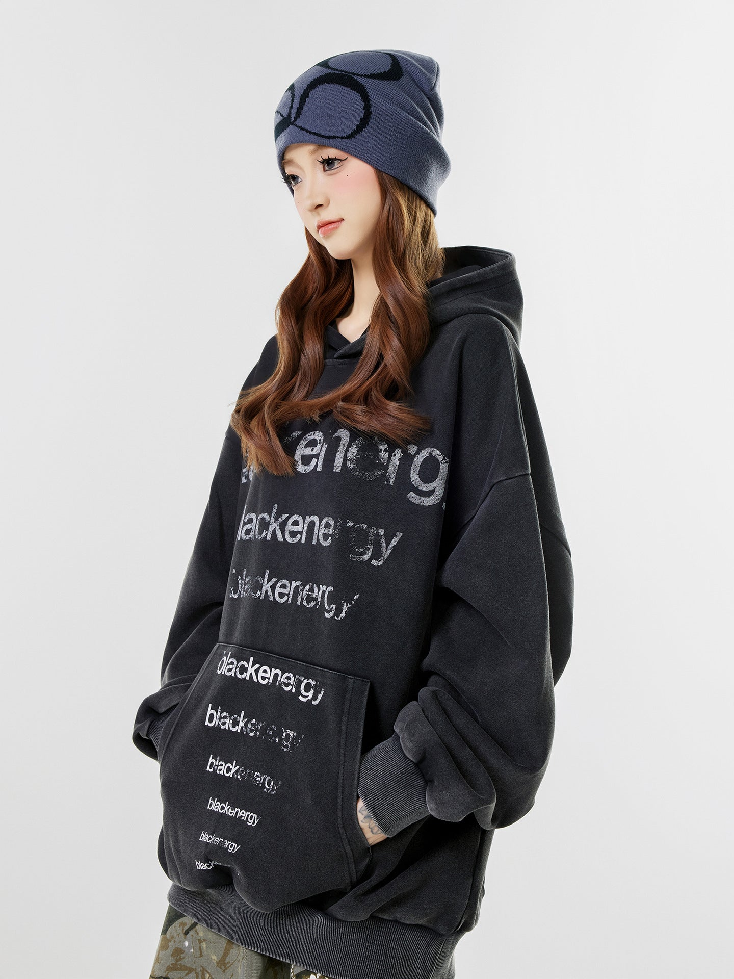 Washed Letter Print Hoodie