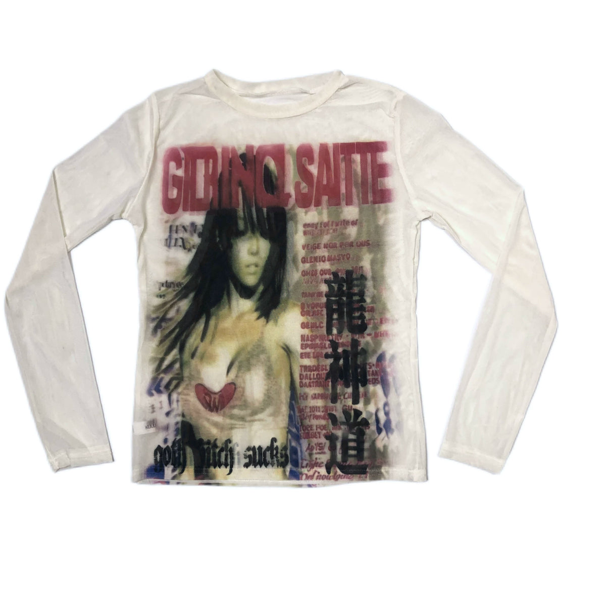 Y2k Punk Style Mesh Long Sleeve T-Shirt