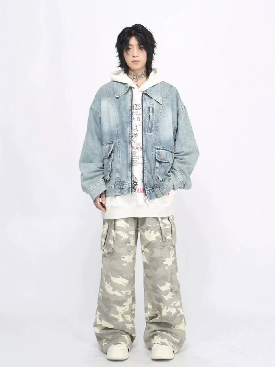 Oversize Zipper Denim Jacket