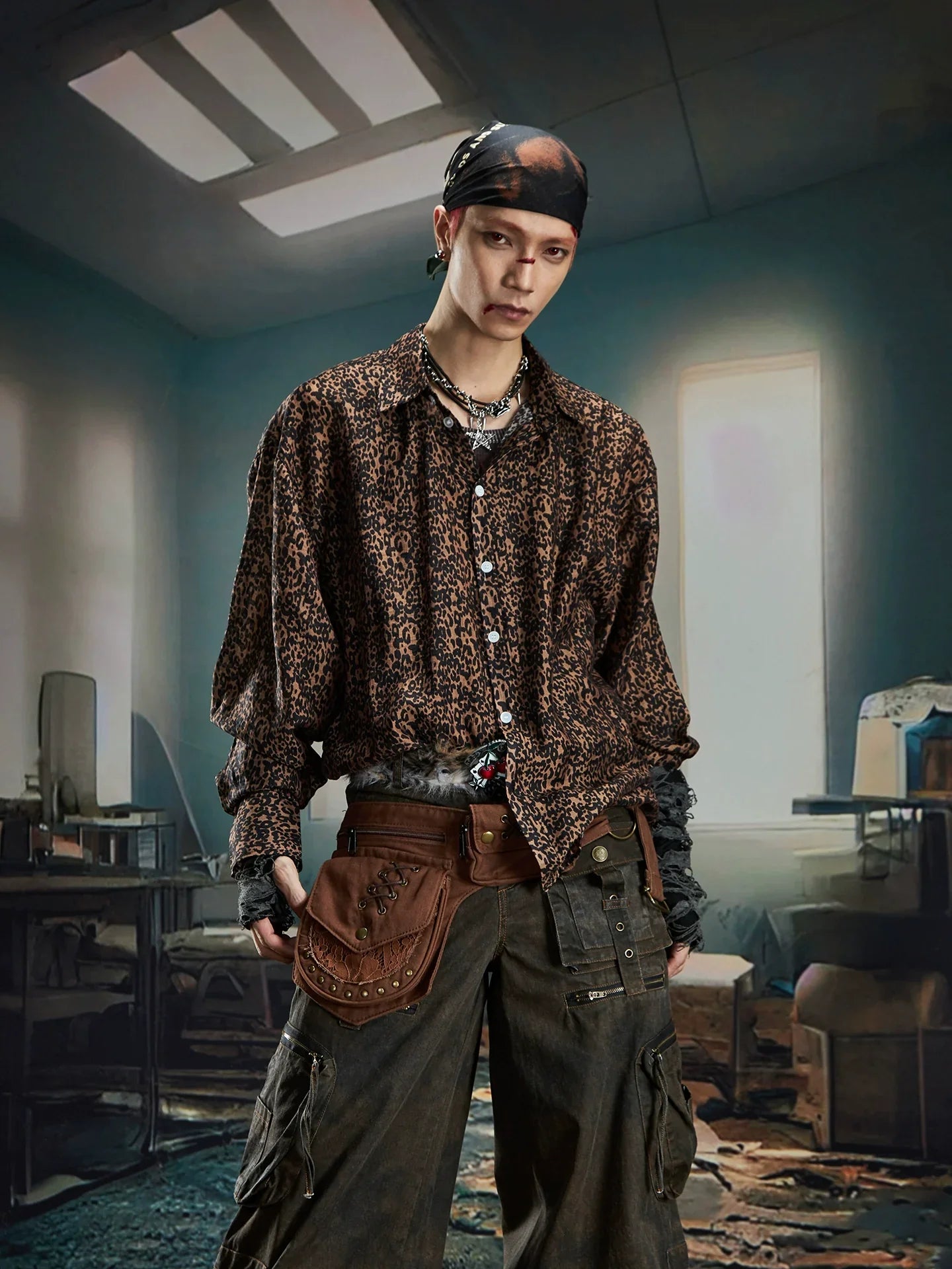 Leopard Print Oversize Long Sleeve Shirt