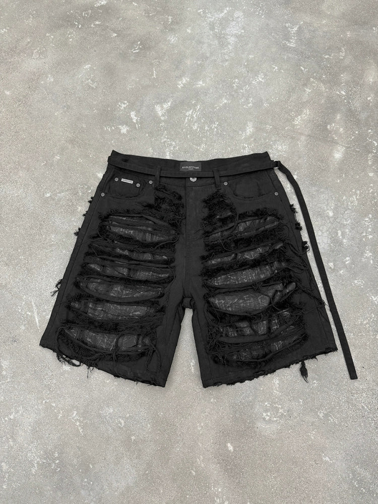 Torn Destroyed Washed Denim Short Jeans