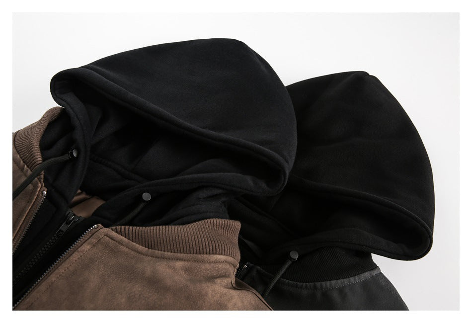 Chaqueta de vuelo unisex vintage de dos piezas con capucha