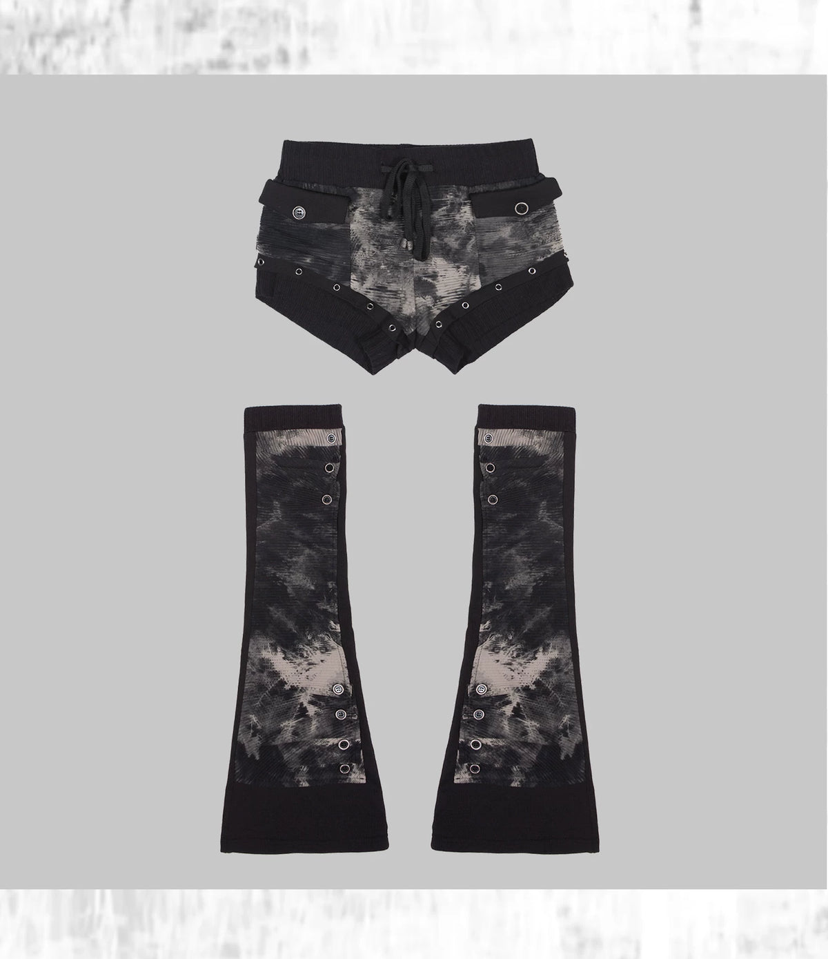 Patchwork Low-Waist Fitted Shorts & Leg Cover