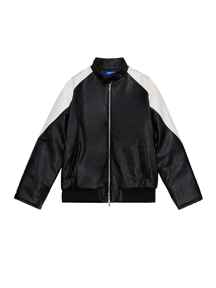 Patchwork PU Leather Jacket