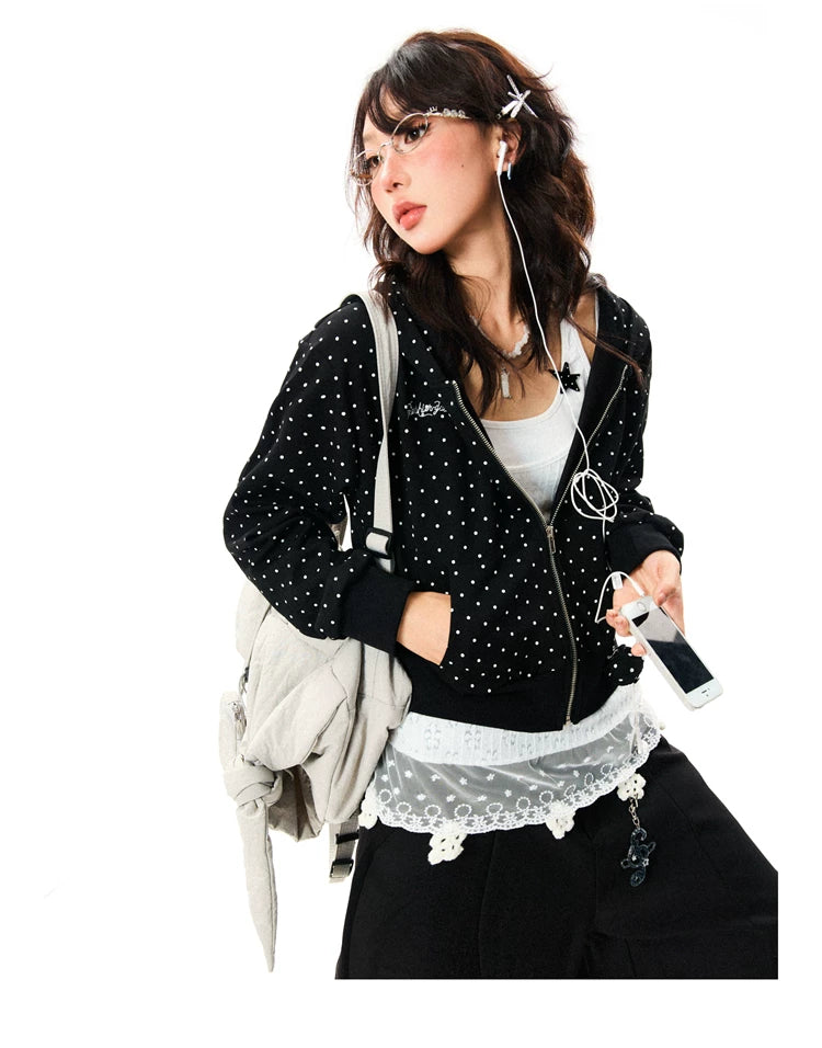 Polka Dot Zipper Hoodie