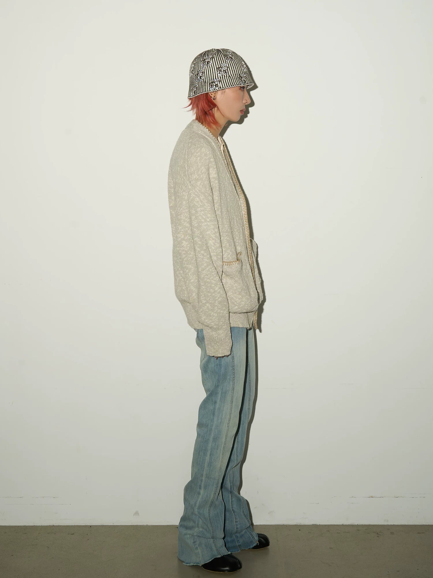 Melange Knit Pocket Button Cardigan
