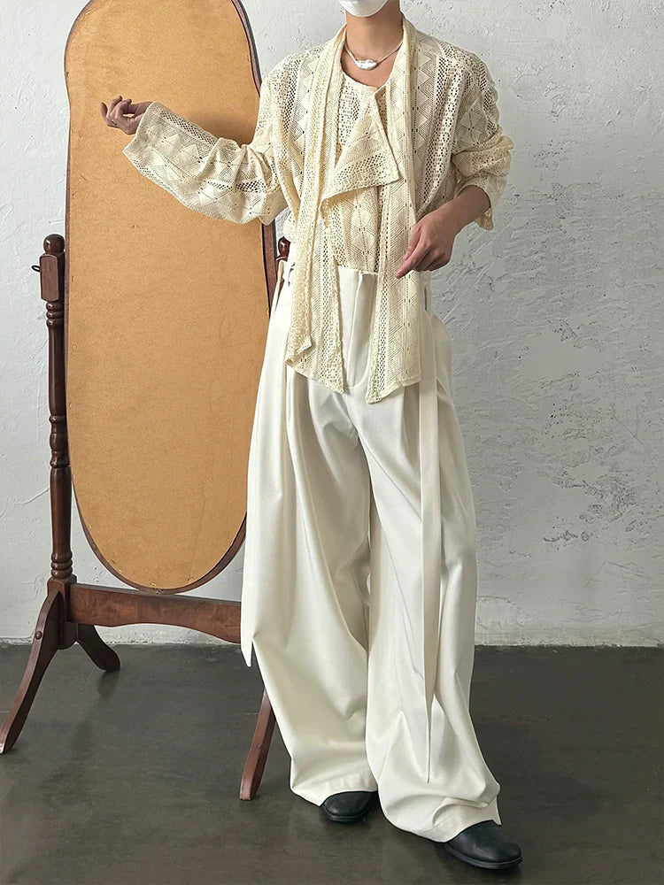 Jacquard Lace Patchwork Ribbon Long Sleeve Shirt