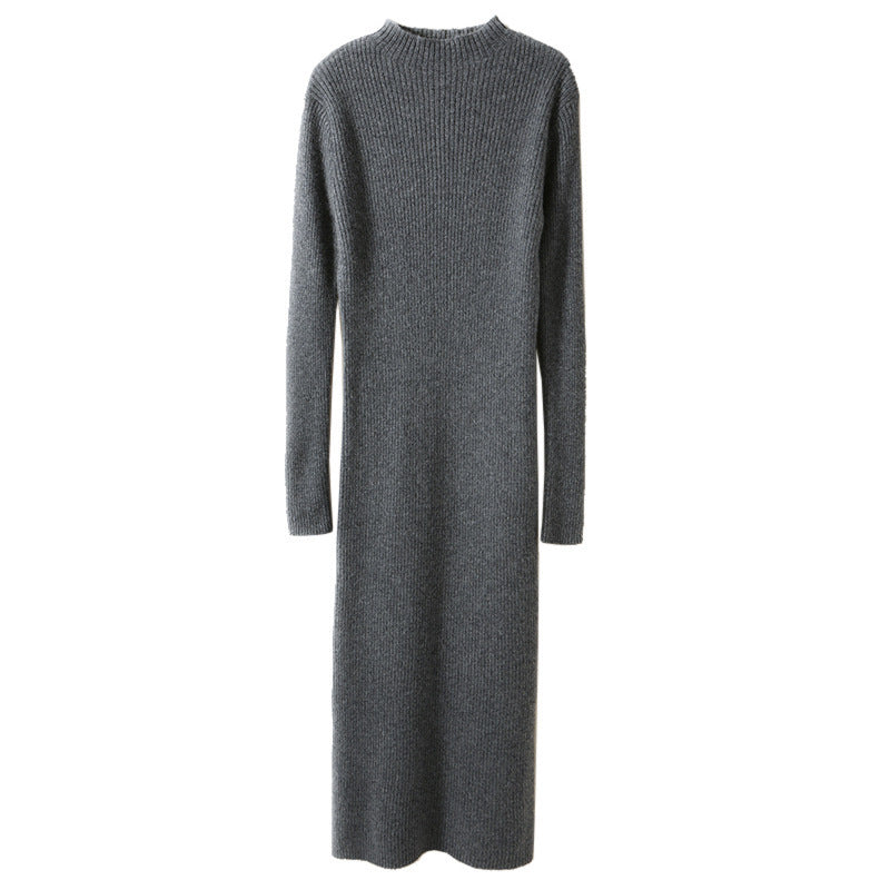Elongated Half-Height  Wool Skirt All-Wool Dress