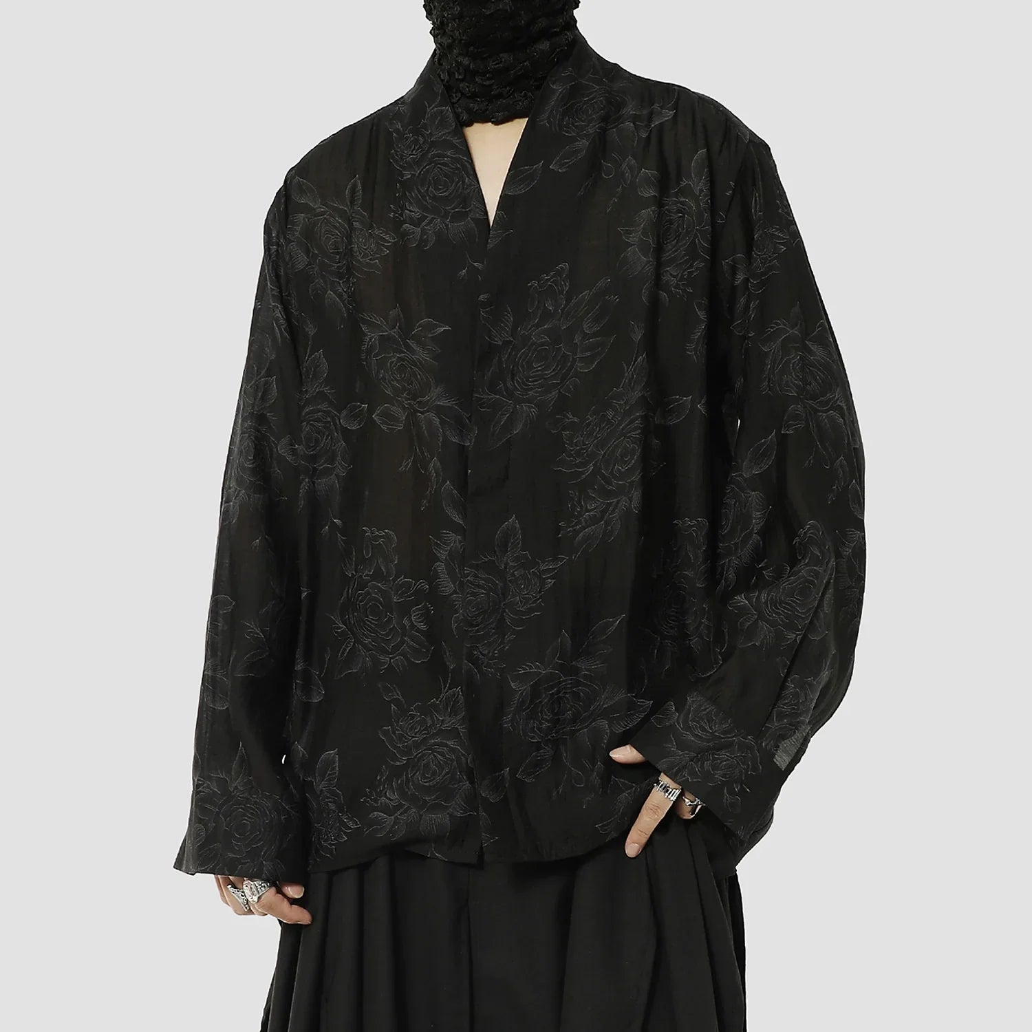 Floral Print Oversize Long Sleeve Shirt