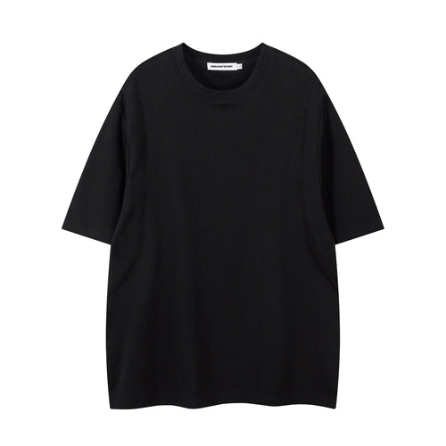 Camiseta de manga corta de patchwork - Negro / S