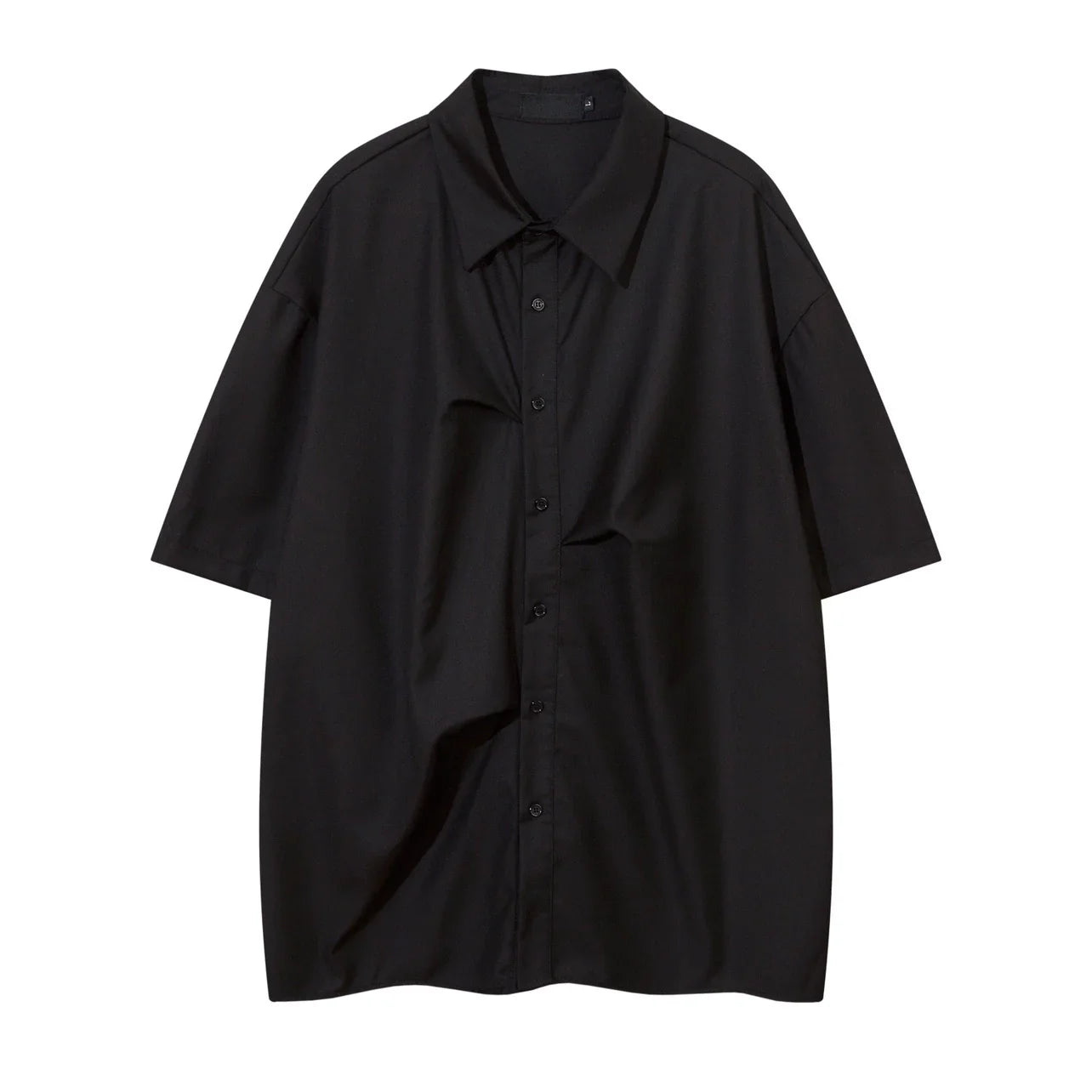 Camicia oversize a maniche corte con pieghe
