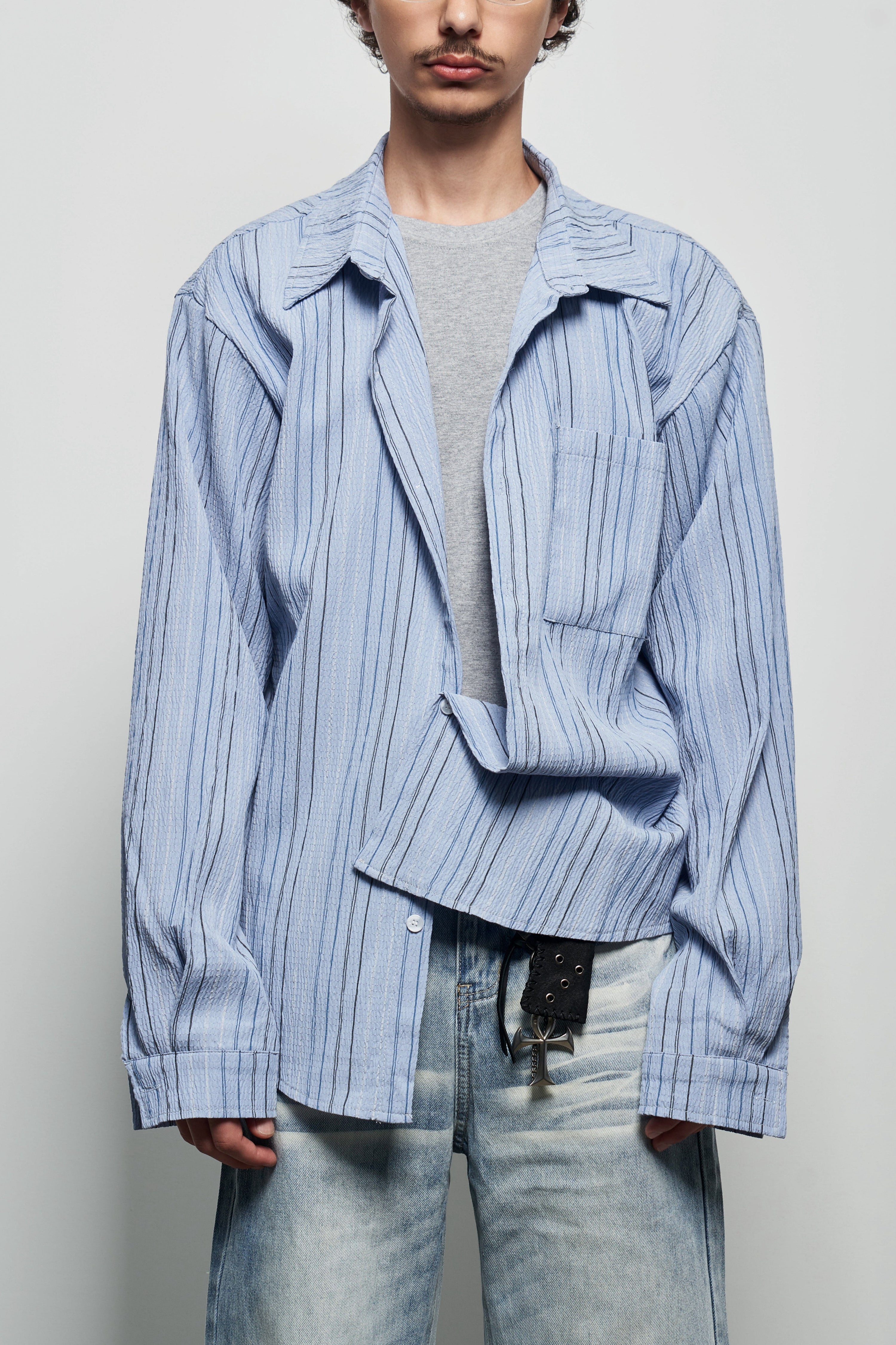 Camicia a maniche lunghe oversize a righe
