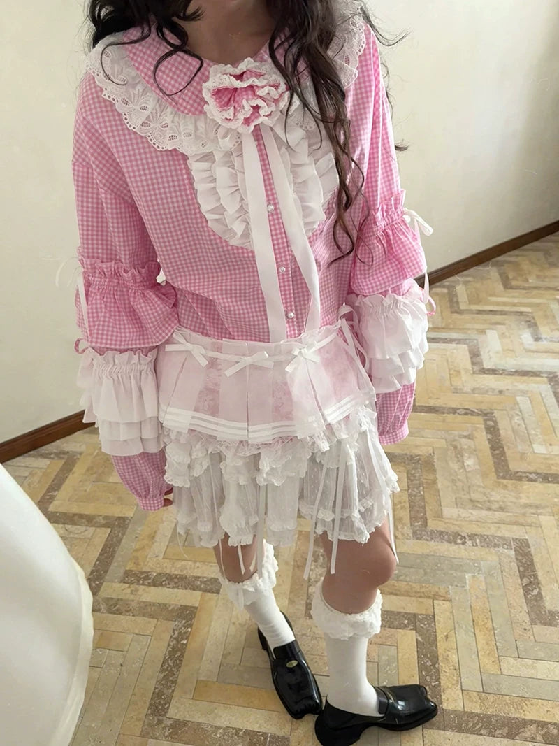 Bow Double-Layer Patchwork Half Skirt