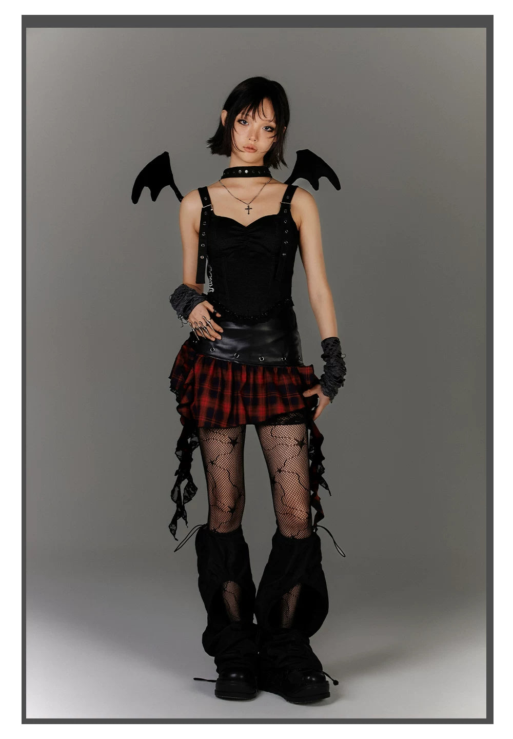 Strap Buckle Lace Corset Top