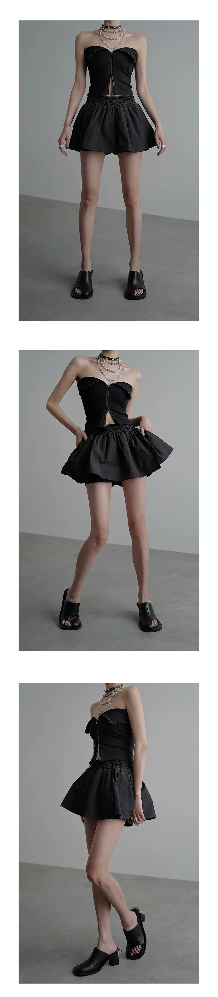 Zipper Tube Top & Short Sleeve T-Shirt