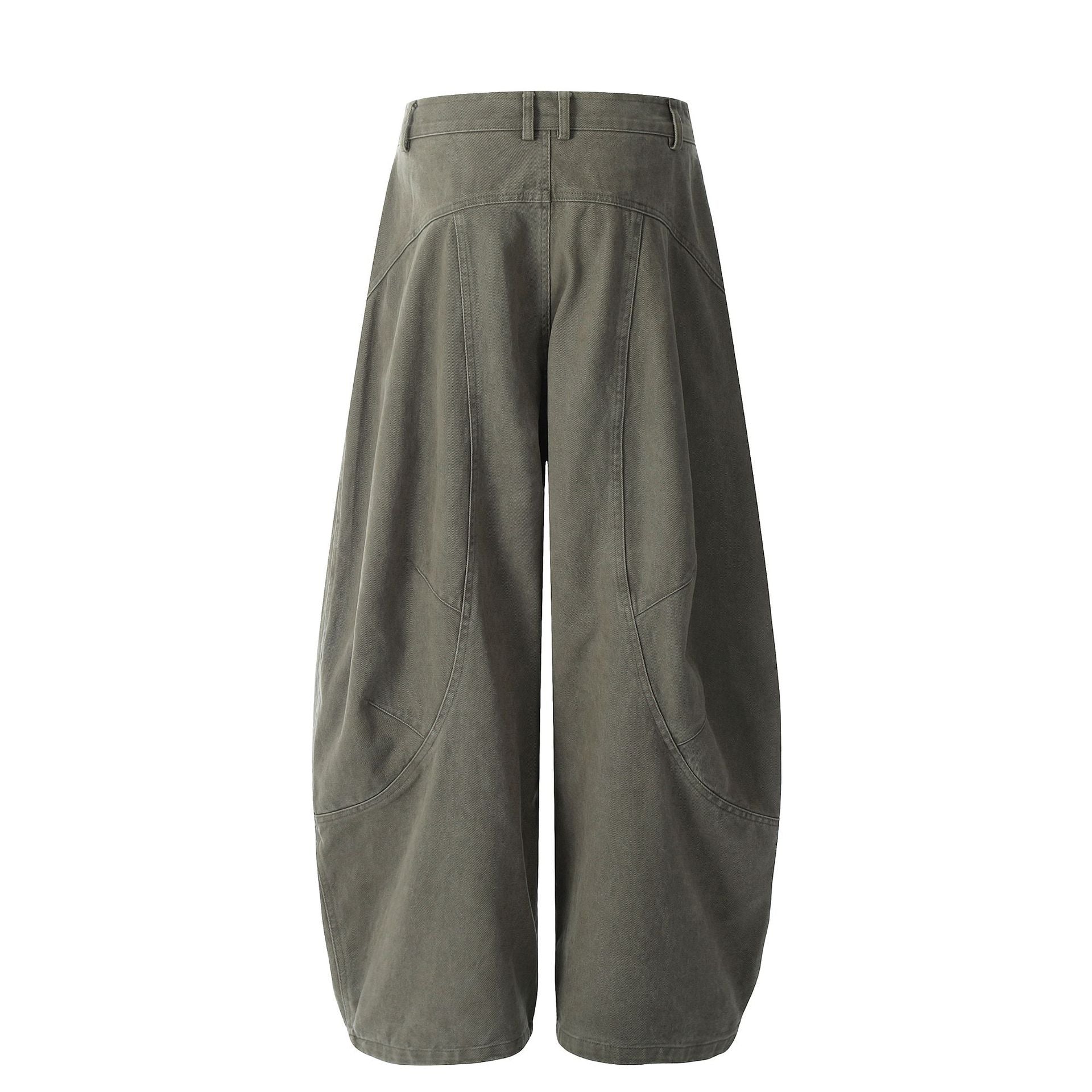 Wide Leg Curved Cargo Pants