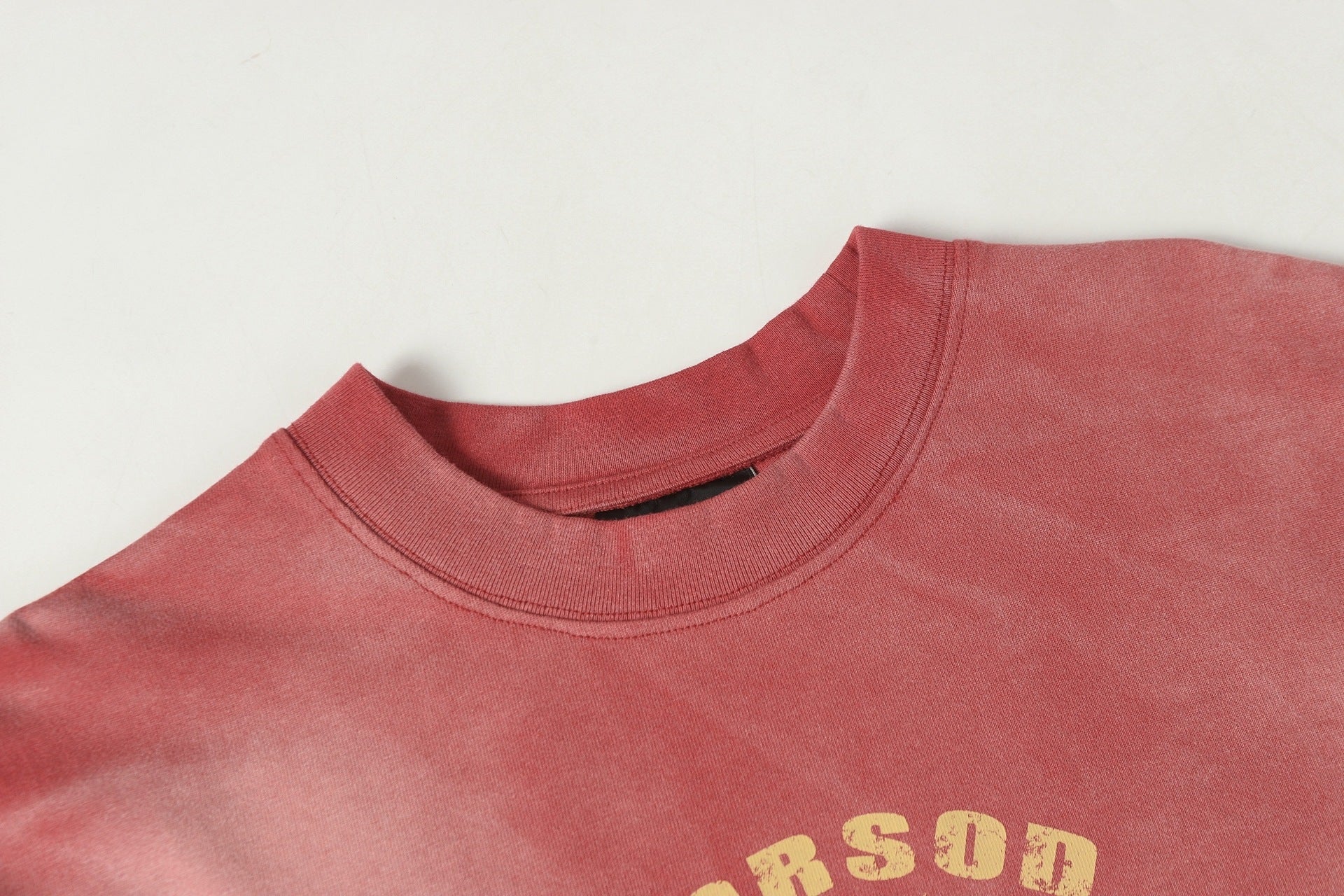 Letter Print Patchwork Wash Damage Short Sleeve T-Shirt
