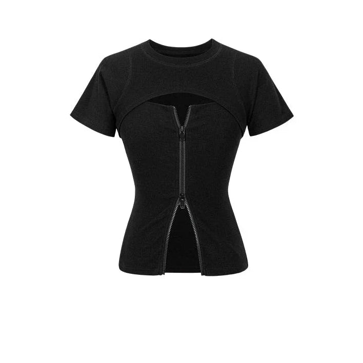 Zipper Tube Top & Short Sleeve T-Shirt