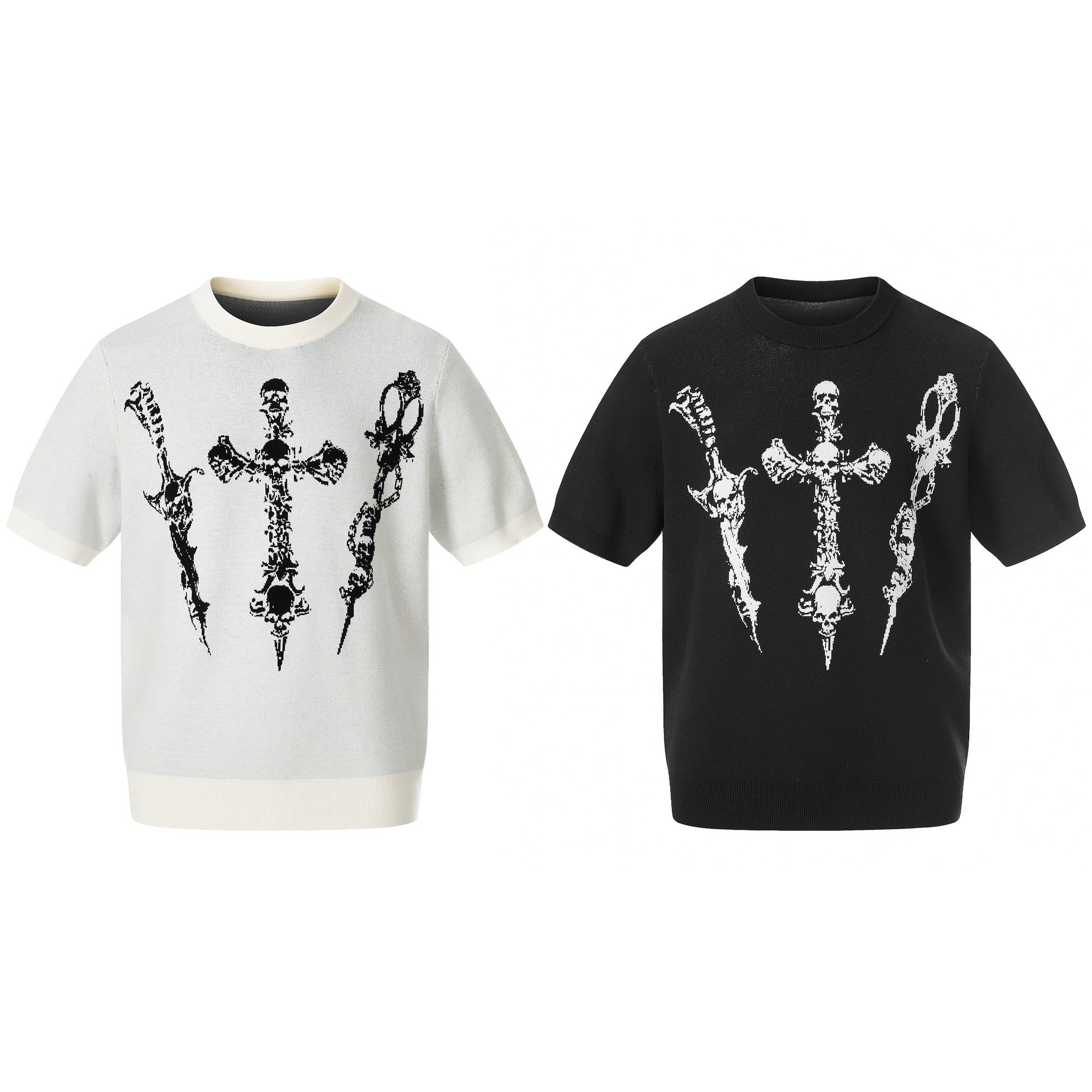 Cross Skull Graphic Short Sleeve Knit T-shirt