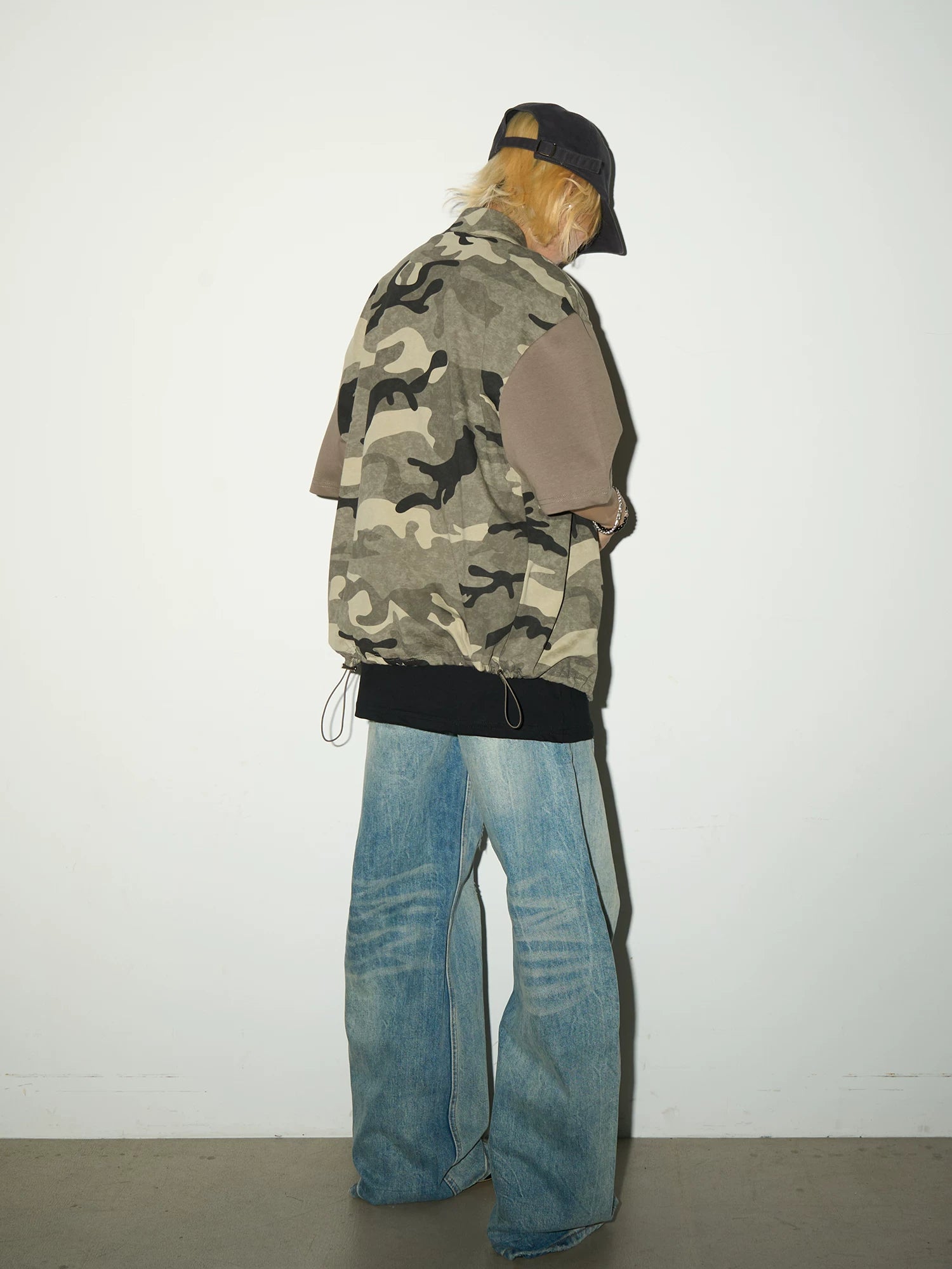 Wash Damage Straight Denim Jeans