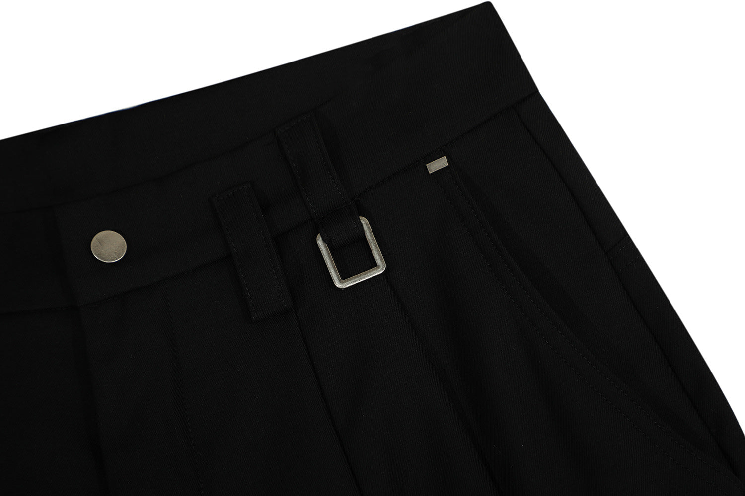 Metal Buckle Pleats Wide Leg Pants