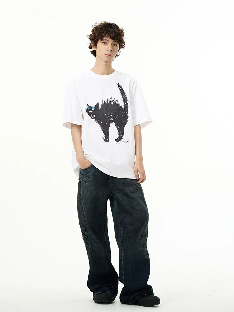 Cat Print Short Sleeve T-Shirt