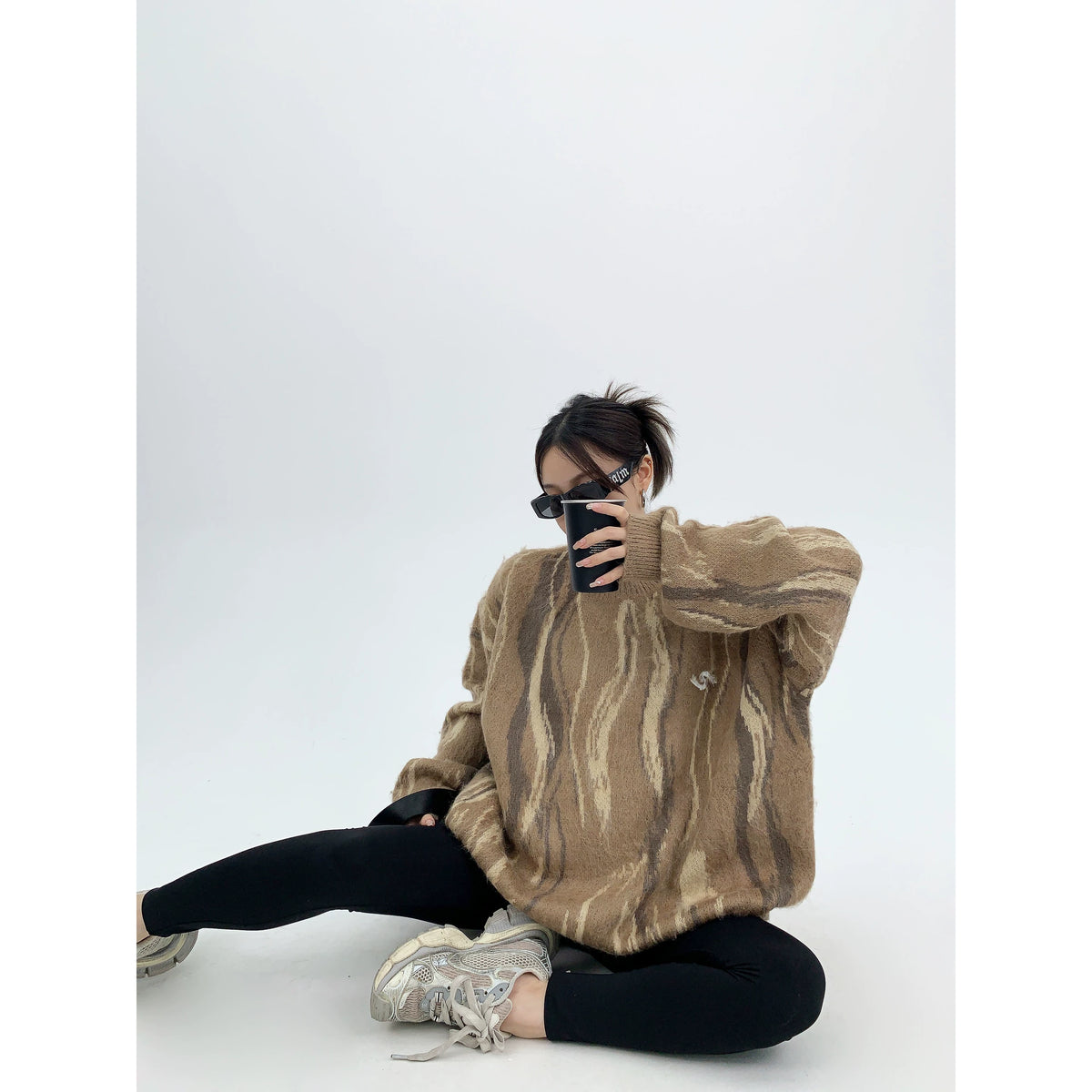 Pull oversize en maille à rayures Mrble