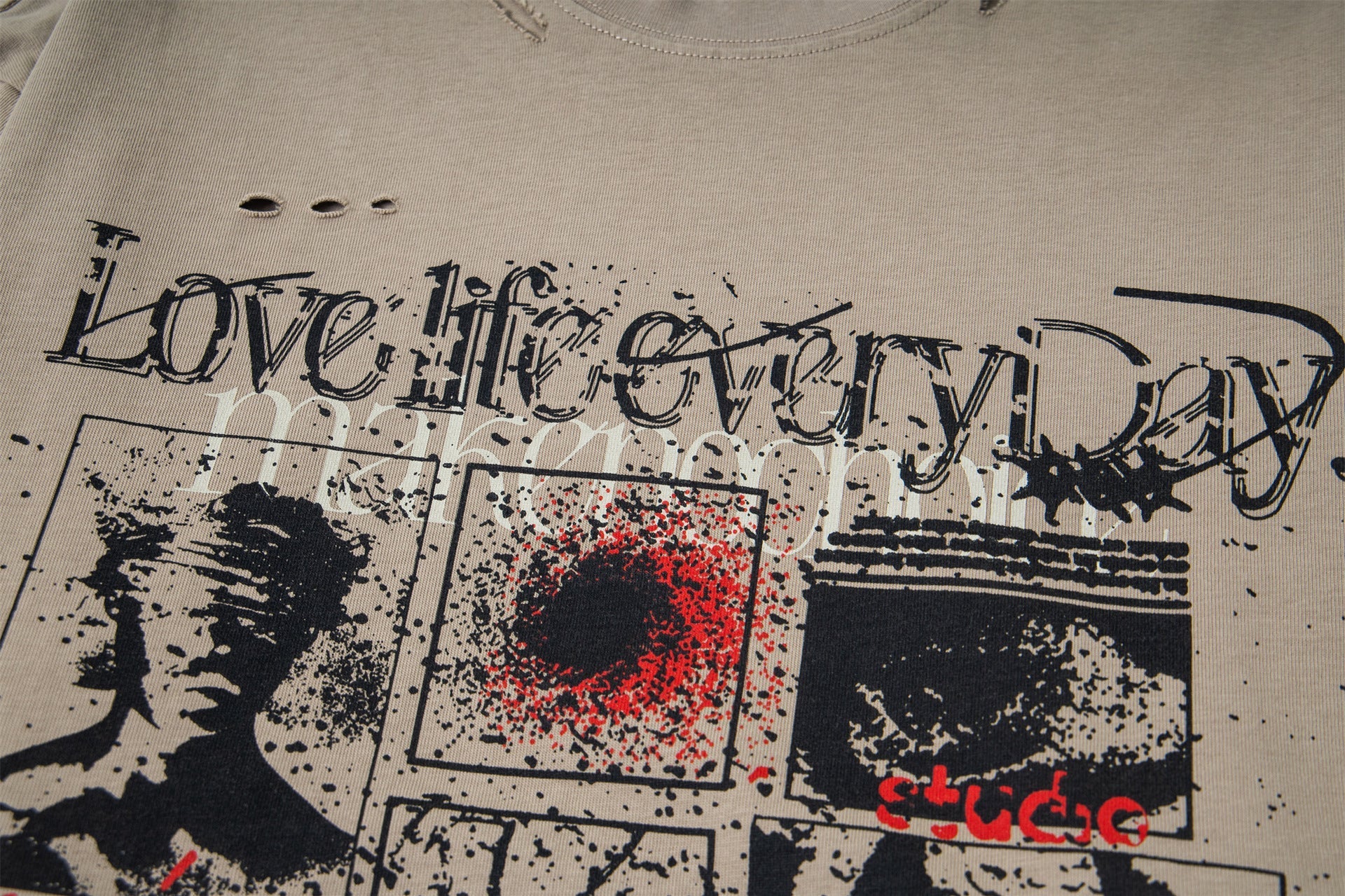 Fake Layered Camo Damage Print Long Sleeve T-Shirt
