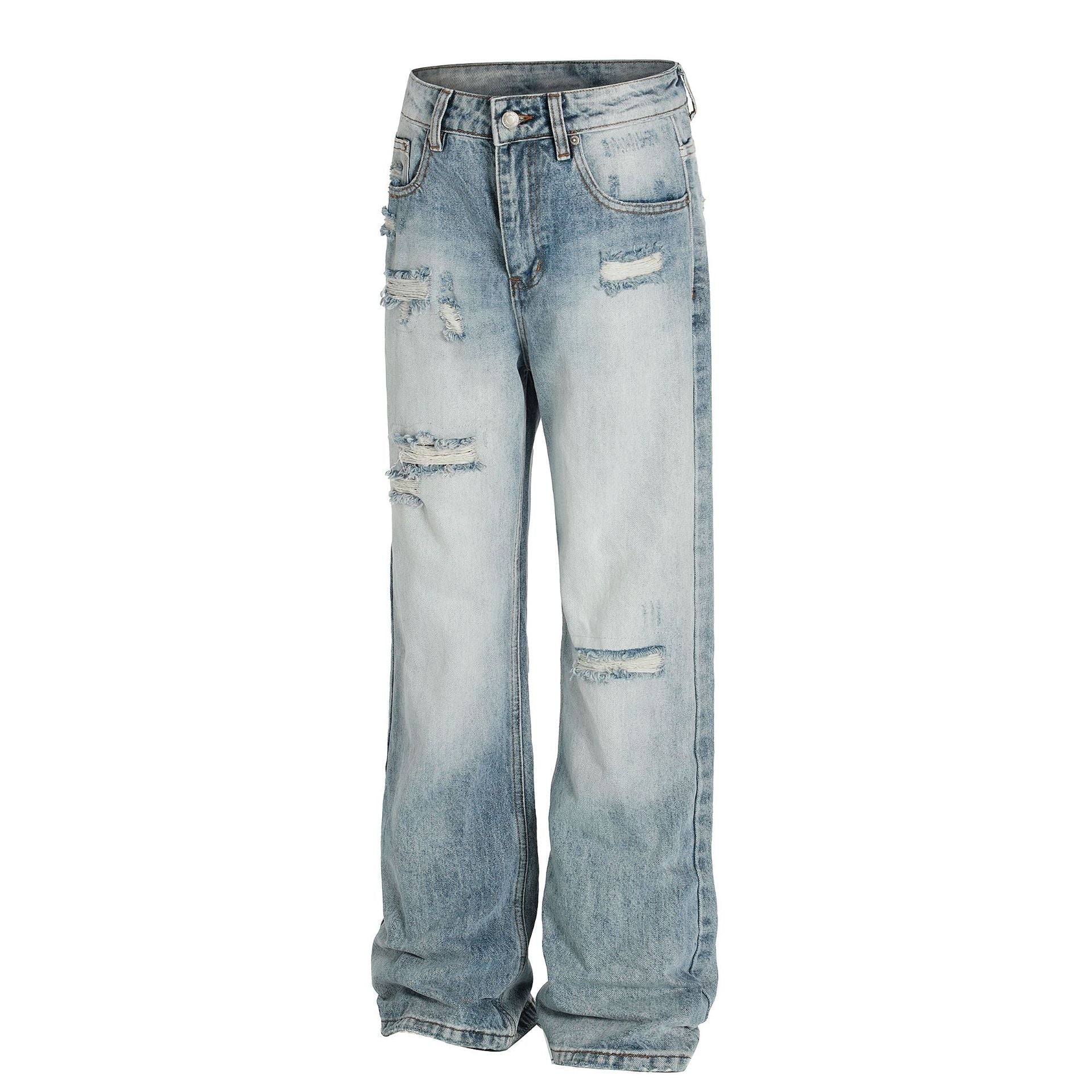 Washed Damage Flare Denim Jeans