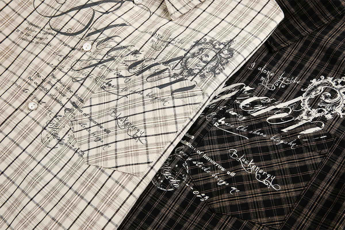 Plaid Letter Print Long Sleeve Shirt