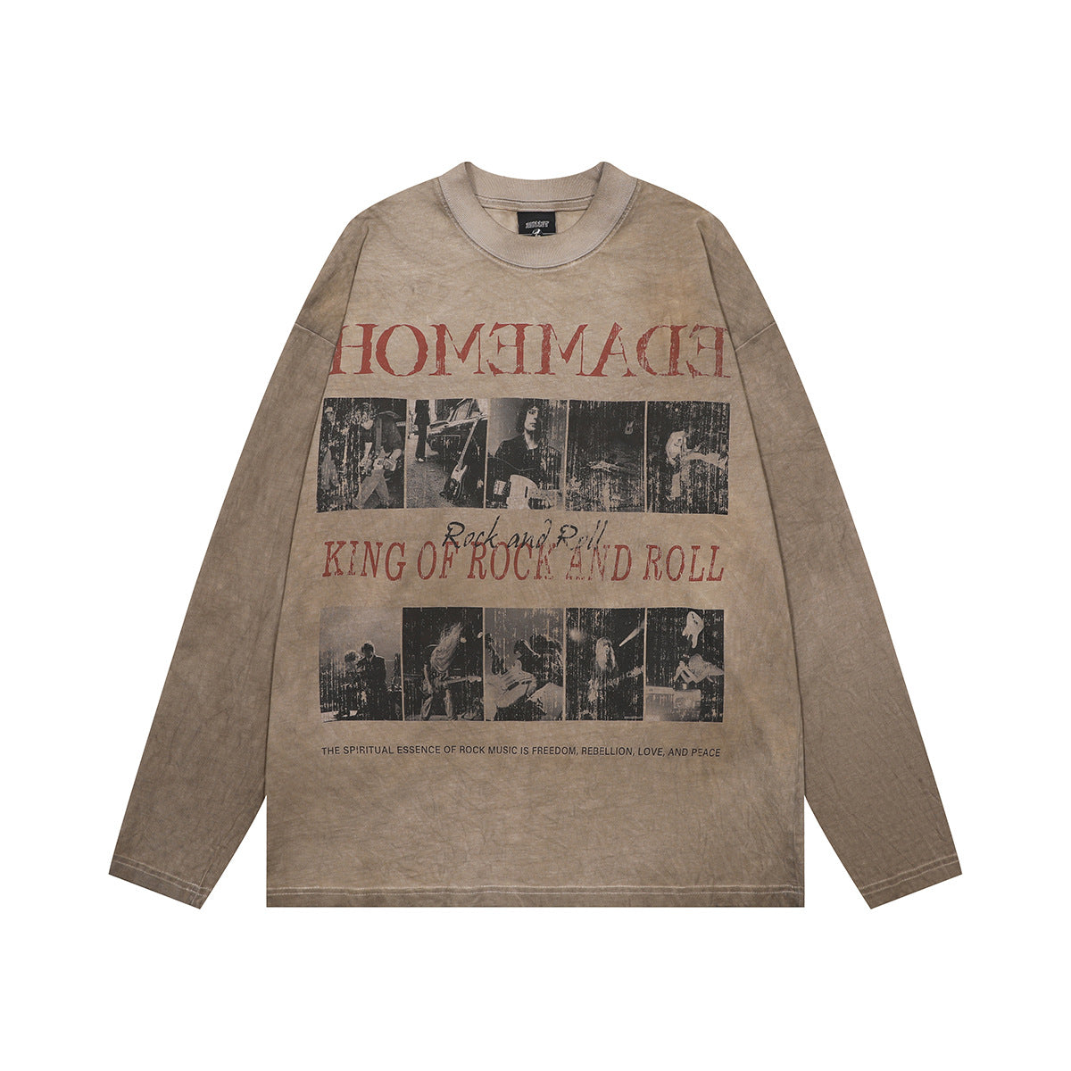 Washed Dirty Dye Graphic Print Long Sleeve T-Shirt