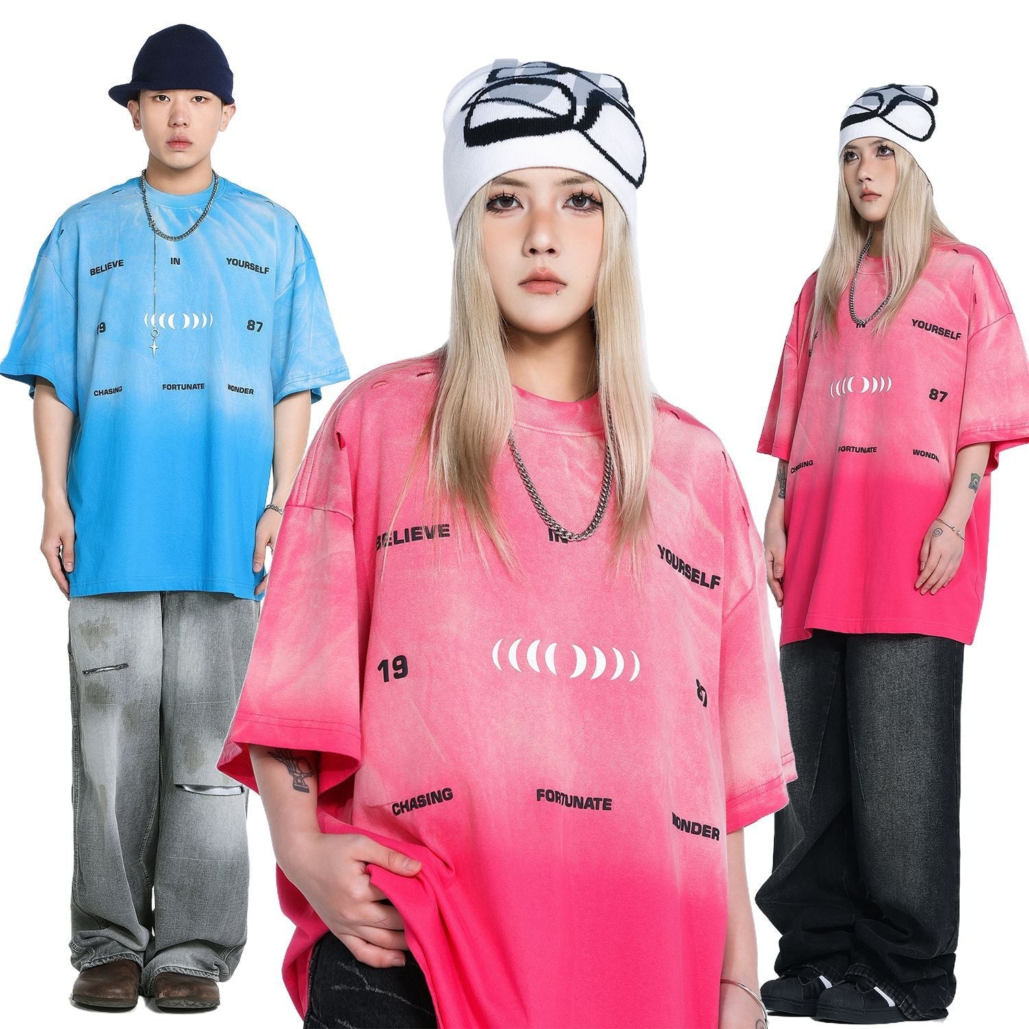 Fade Washed Cutout Oversize Short Sleeve T-Shirt