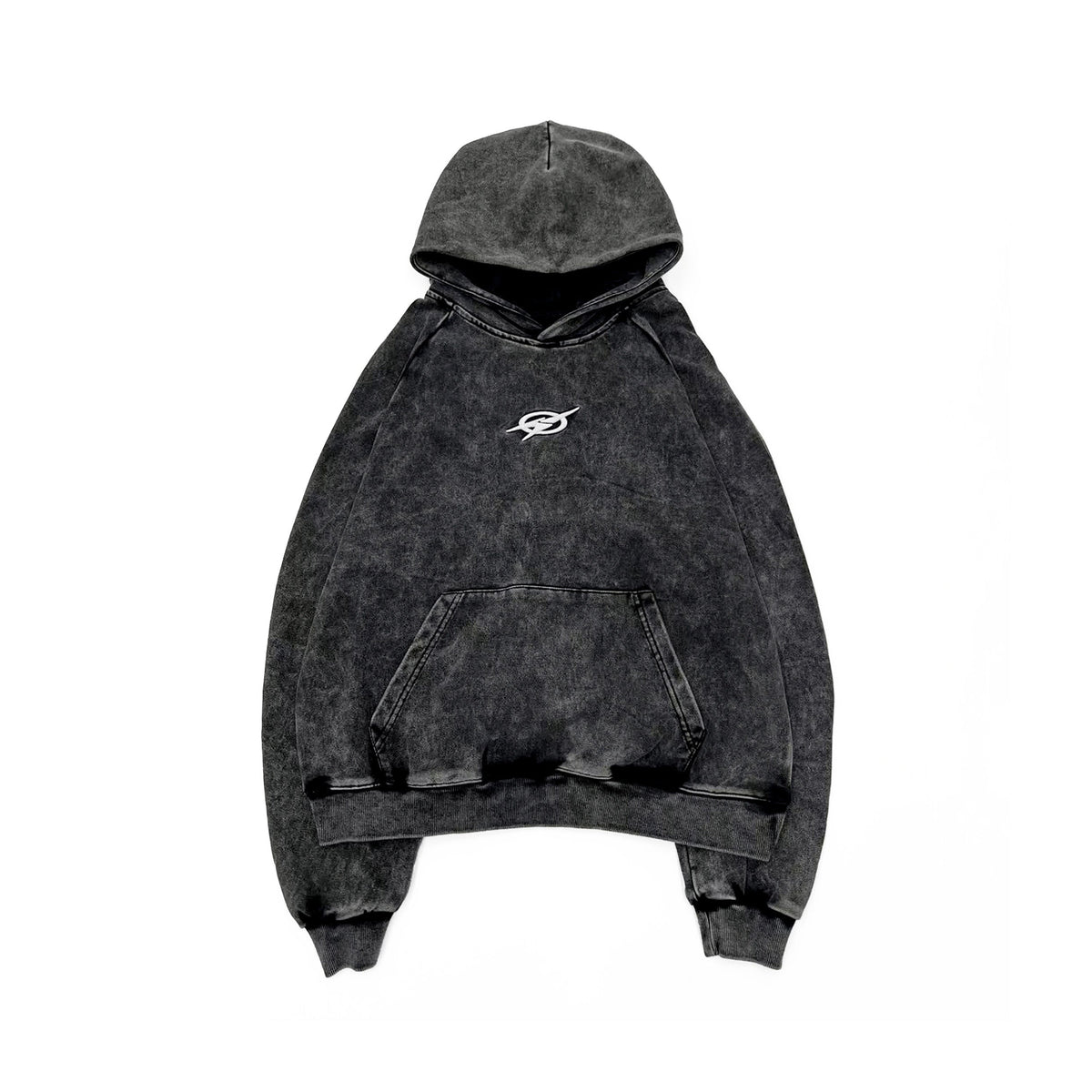 Washed Pleated Sleeve Oversize Pullover Hoodie