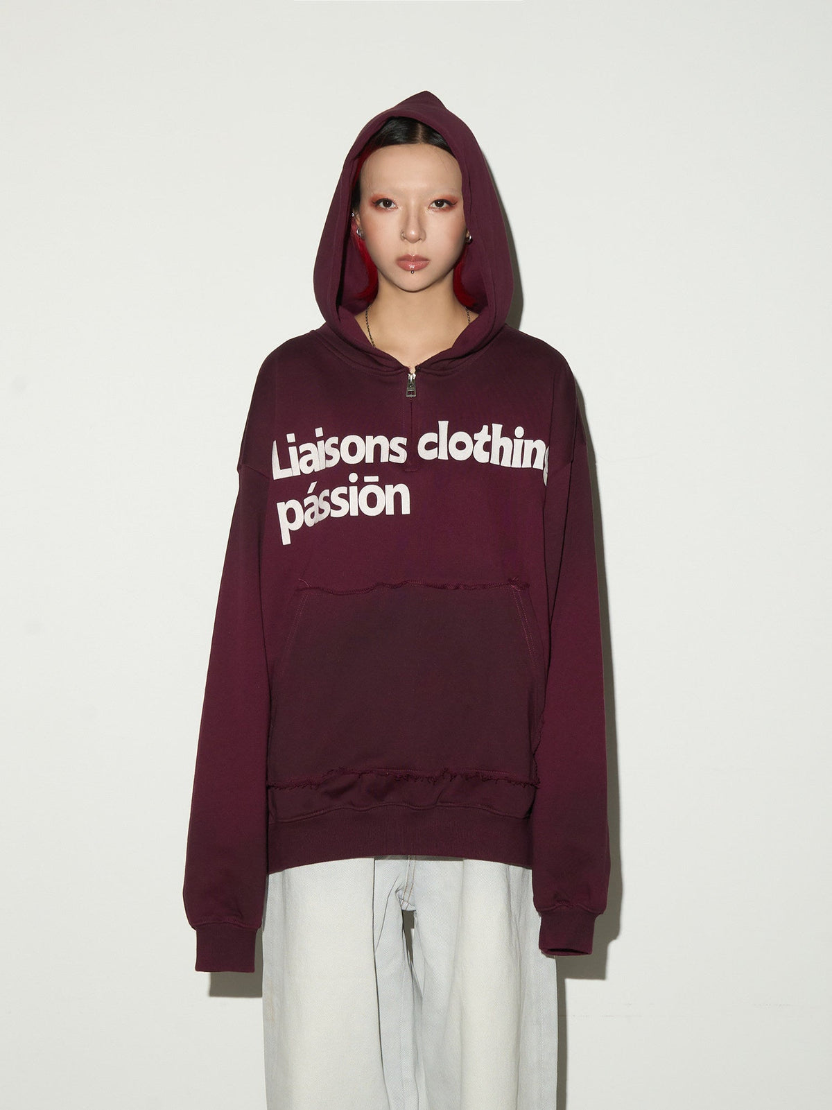 Irregular Dye Letter Print Oversize Hoodie