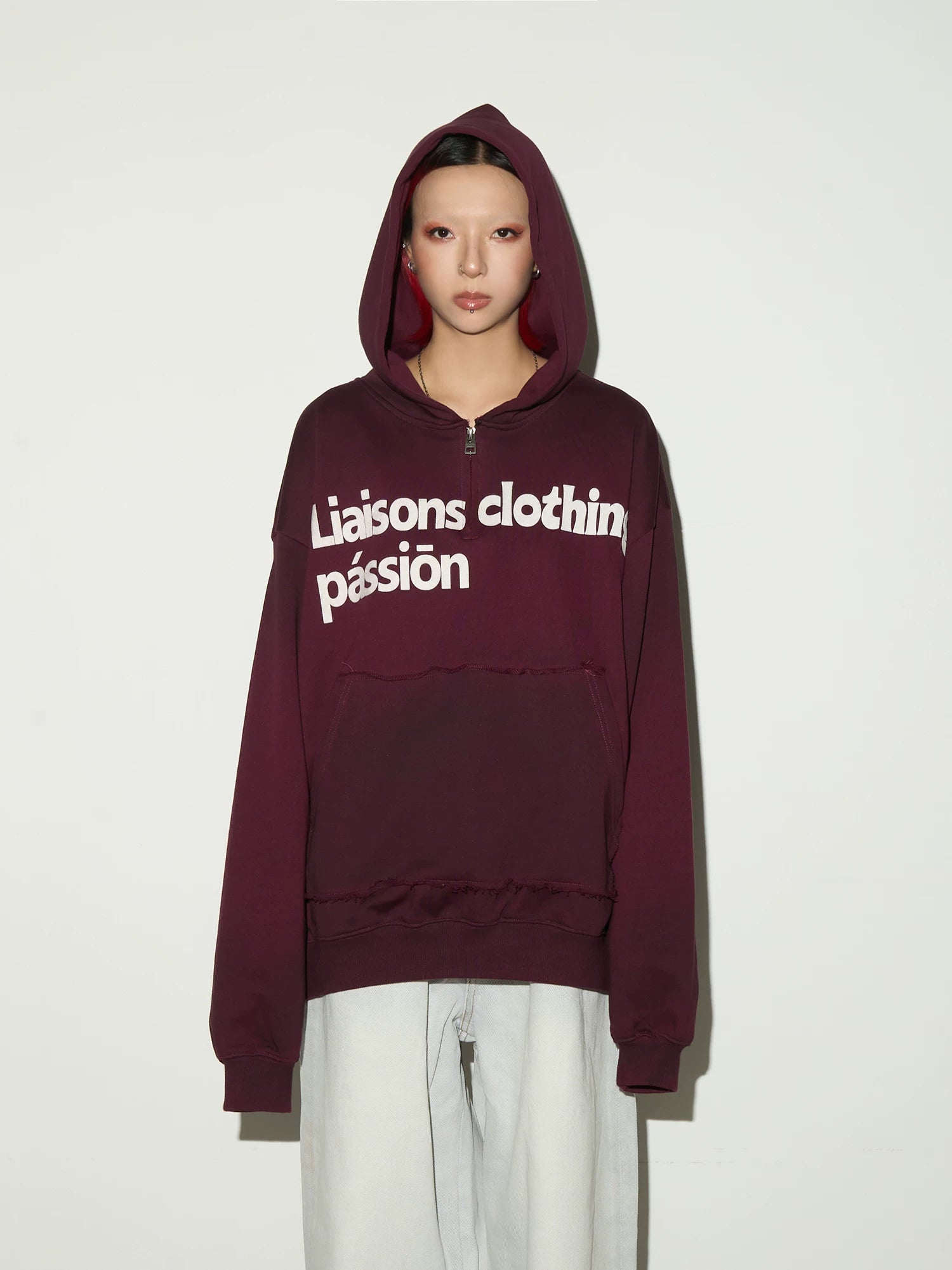 Irregular Dye Letter Print Oversize Hoodie