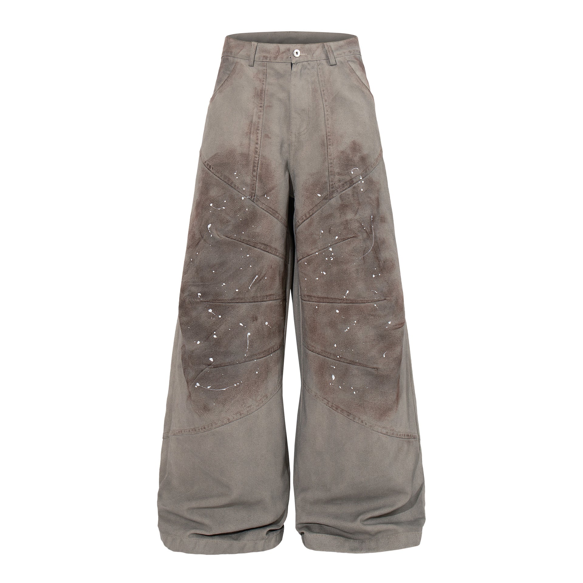 Washed Paint Studs Detail Wide Leg Pants
