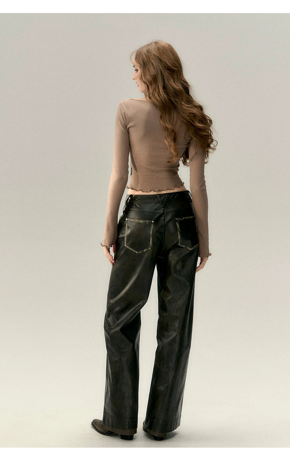 PU Leather Straight Leg Pants