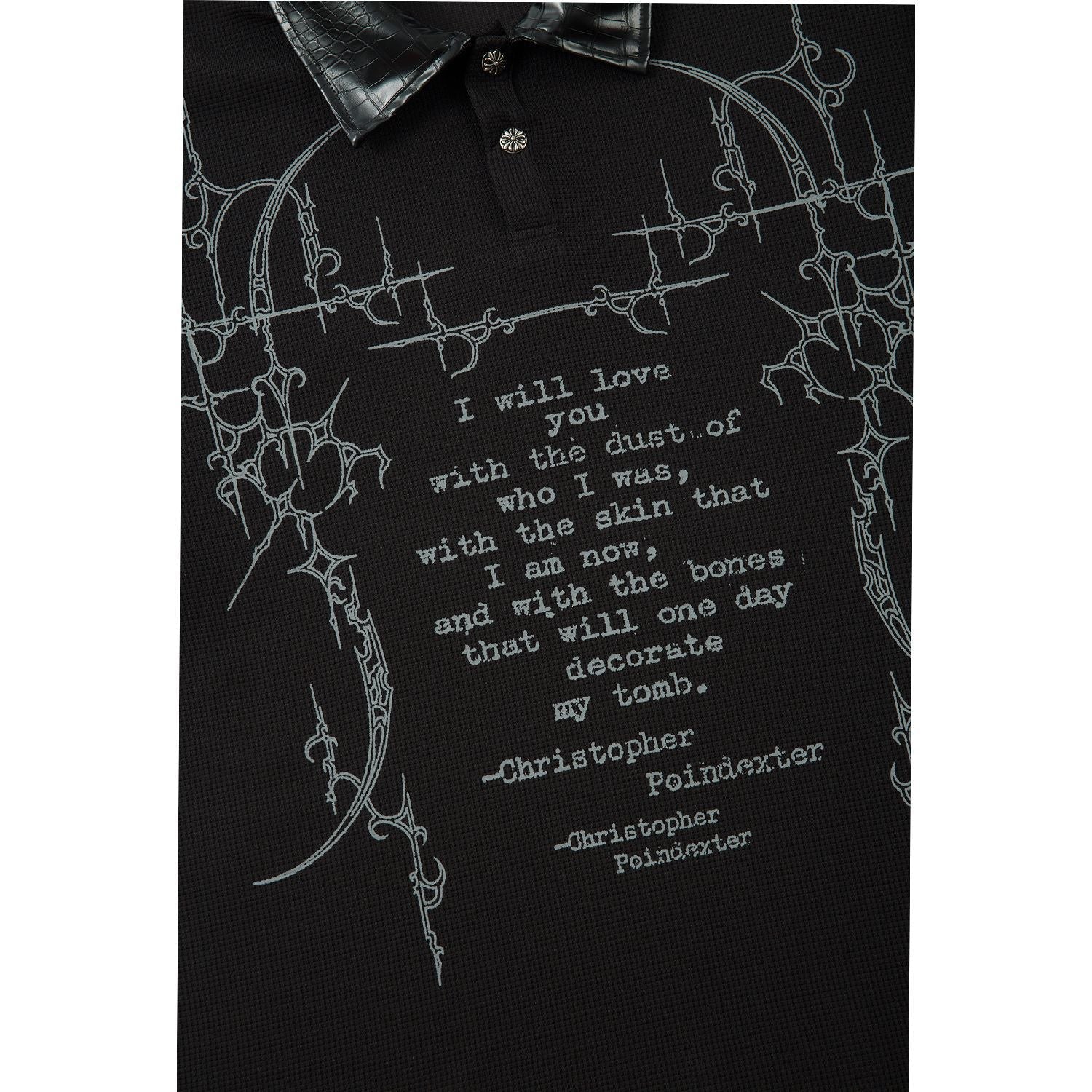 Graffiti Print Fake Layered Waffle Long Sleeve T-Shirt