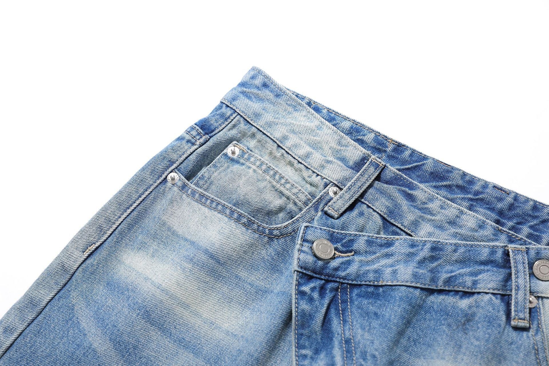 Dirty Washed Irregular Flare Denim Jeans