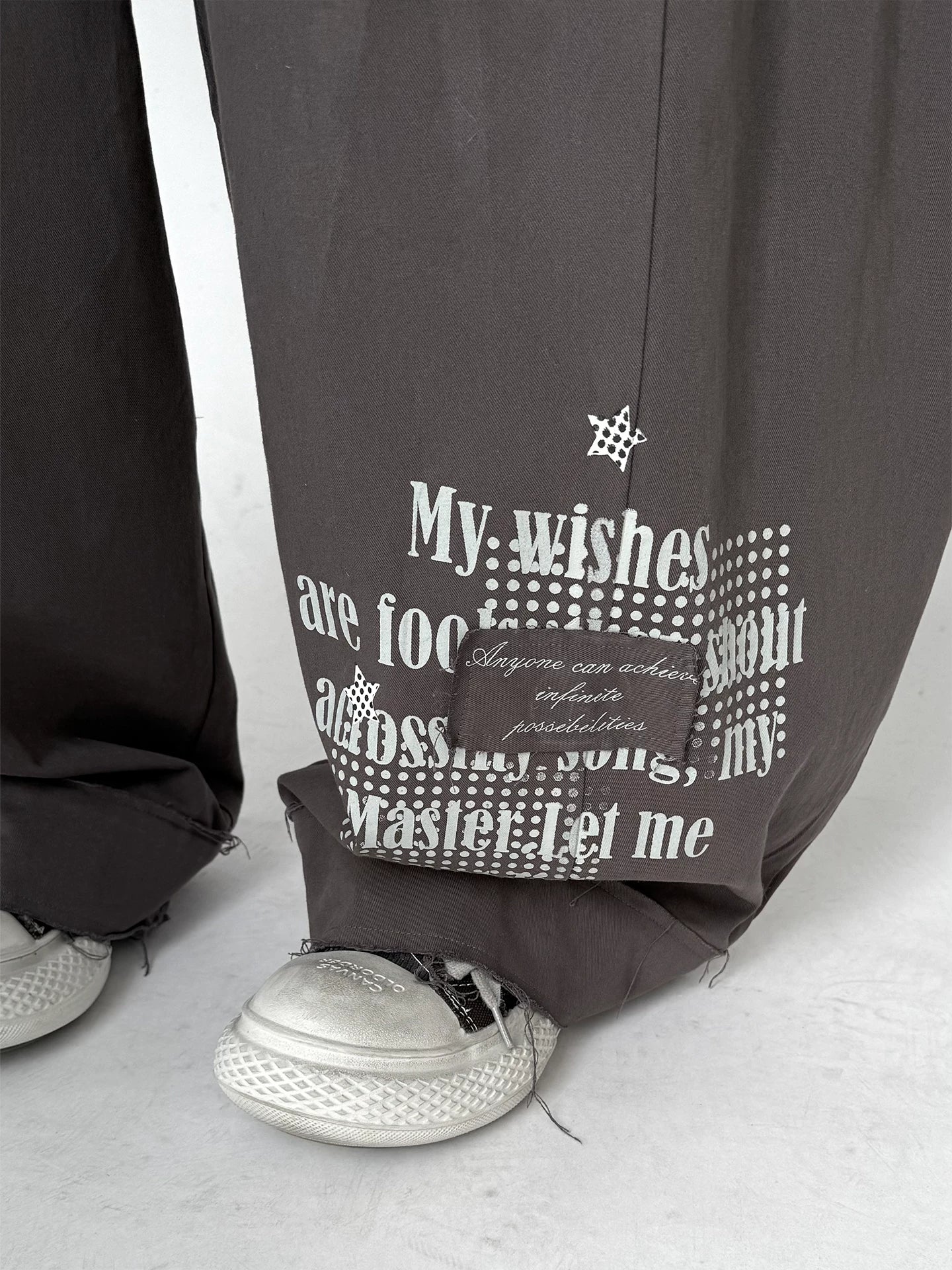 Letter Print Elastic Waist Wide Leg Sweatpants