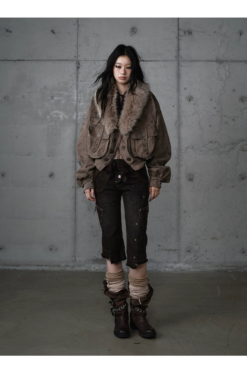 Patchwork Plaid Punk Work Jacket
