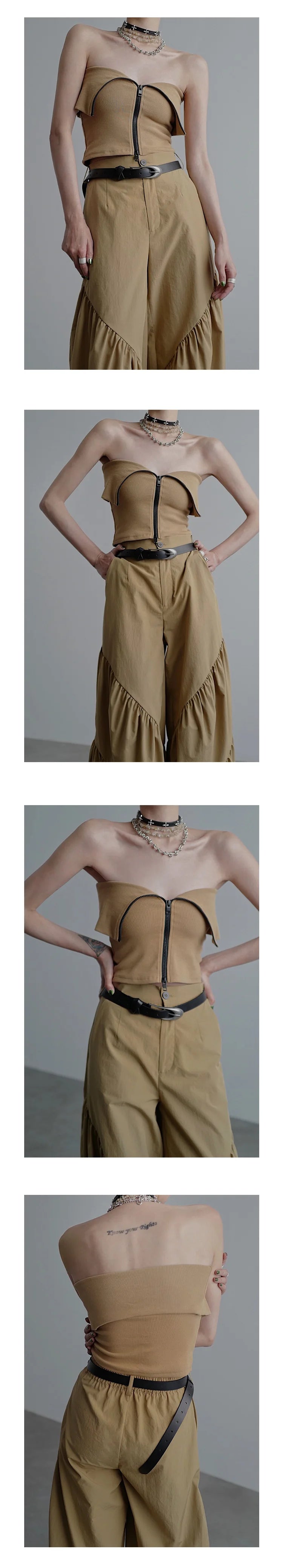 Zipper Tube Top & Short Sleeve T-Shirt