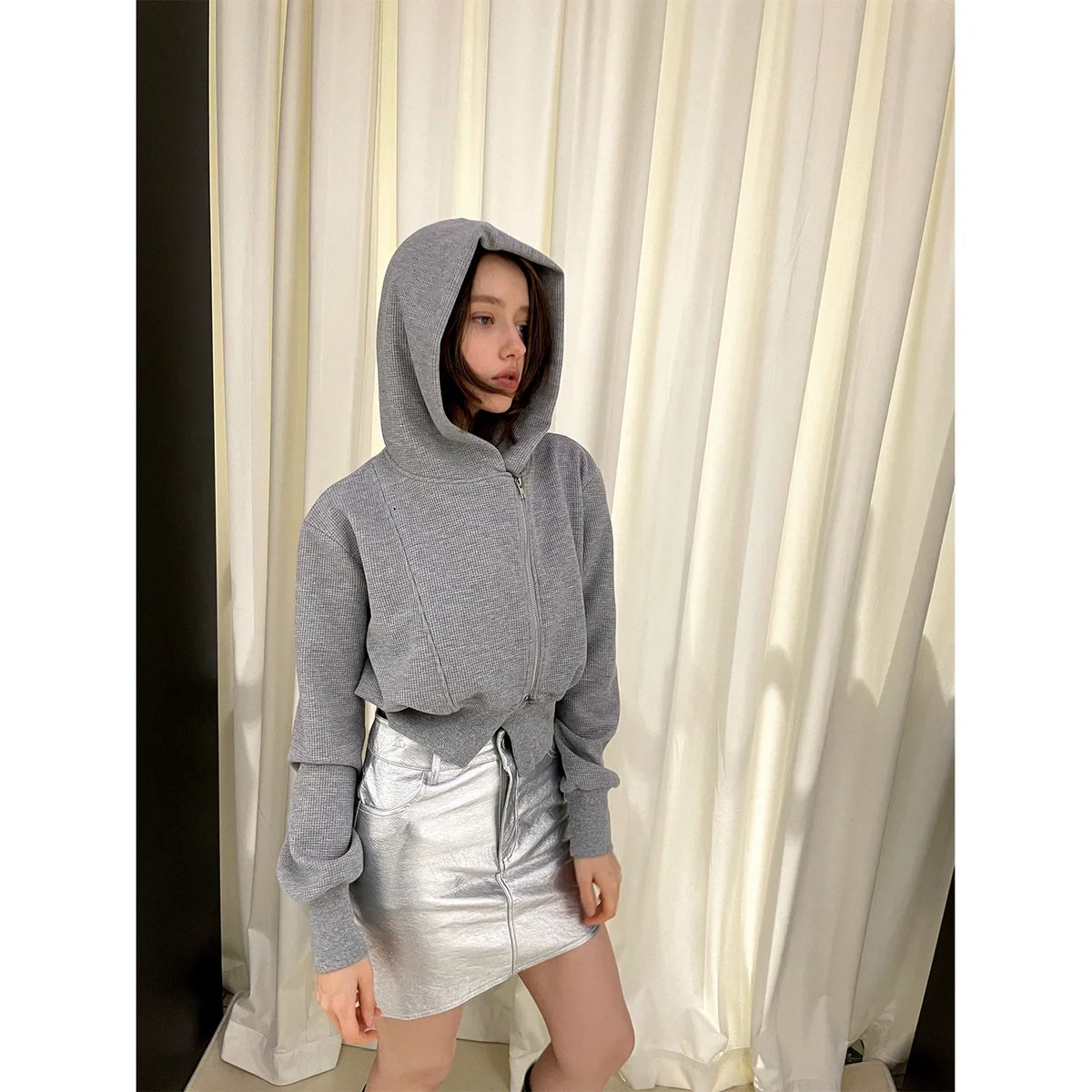 Diagonal Zipper Hoodie