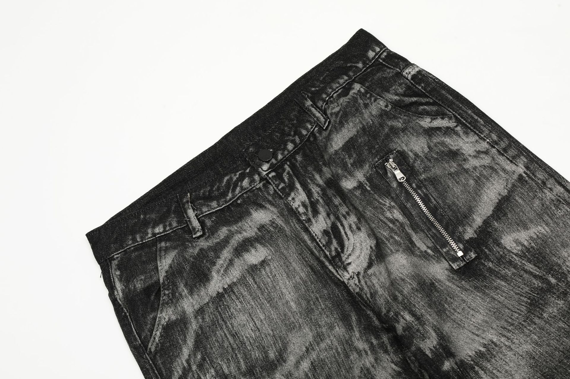 Paint Brush Zipper Flare Denim Jeans