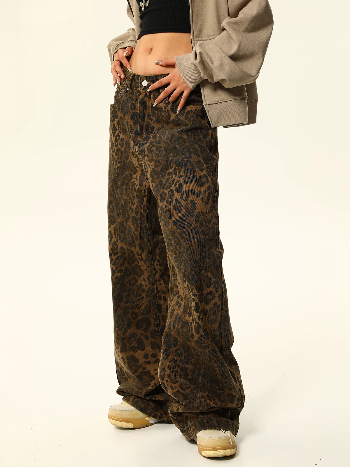 Leopard Print Denim Jeans