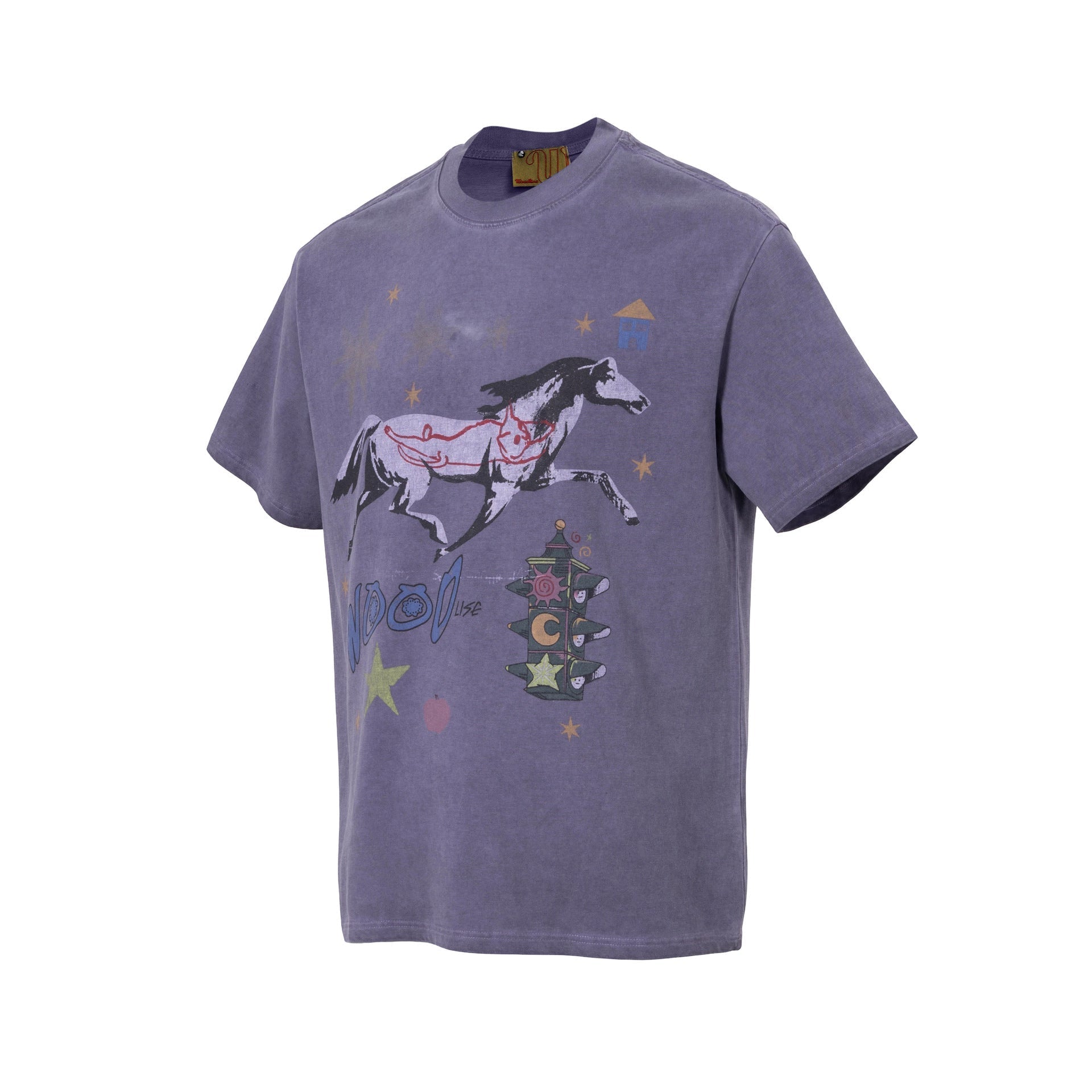 Washed Horse Print Oversize Short Sleeve T-Shirt