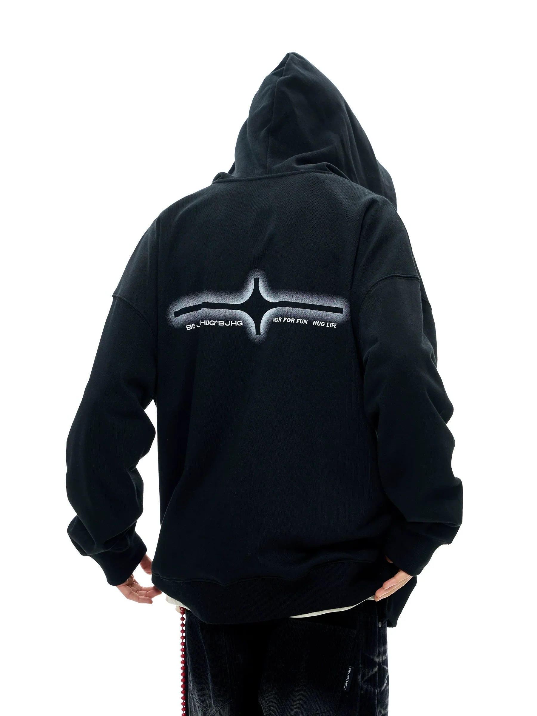 그래피티 디자인 헤비웨이트 지퍼 후드 티셔츠