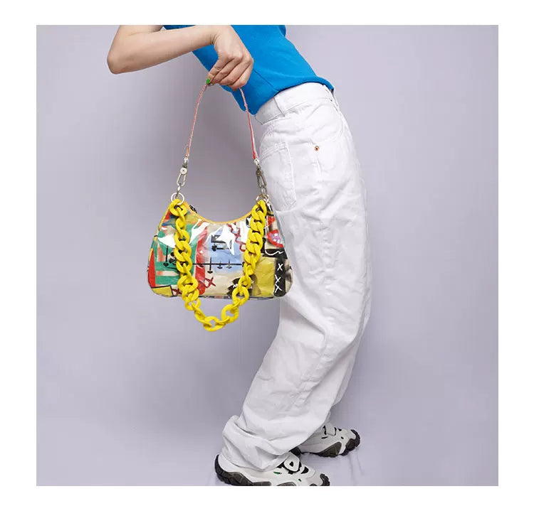 Graphic Design Chain Shoulder Bag